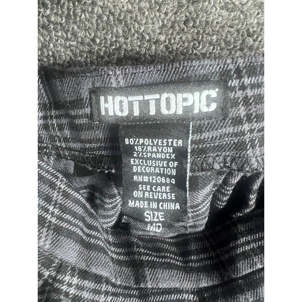 Hot Topic Black & Gray Plaid Suspender Skirt Womens Size MD Punk Goth Adjustable - Picture 3 of 9